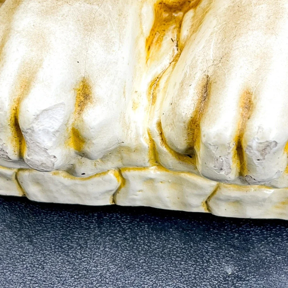 Vintage Pearl Chalkware Lion Bookends: Art Deco Shelf Decor